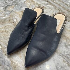 Celtic & Co Navy Blue Leather Mules Minimalist Neutral Office Career Shoes